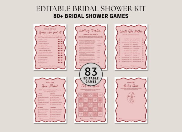 Chic & Modern: Styling Your Celebration with Pink Red Wavy Bridal Shower Games