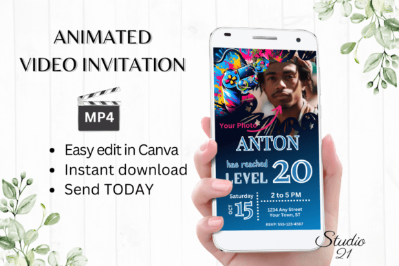 Gamer 20: A Modern Animated Video Invitation for Epic Birthdays