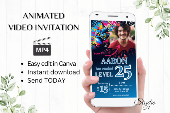 Gamer 25: Your Ultimate Video Game Birthday Invite Template