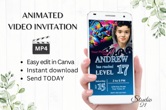 Level Up Your Party: The Gamer 17 Digital Invitation