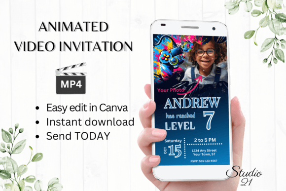 Level Up Your Party: The Gamer 7 Digital Invitation