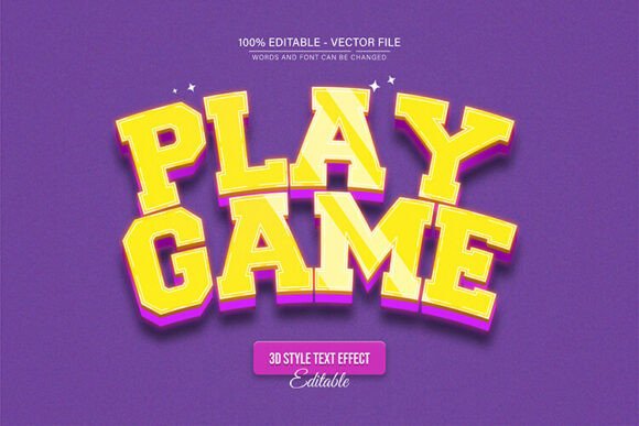 Play Game Yellow Retro 3D Text Effect: A Fully Editable Vector Design