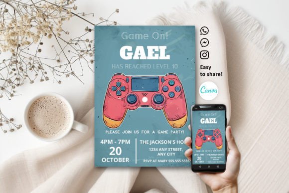 Red Video Game Gaming Kids Invitation: Design Your Own