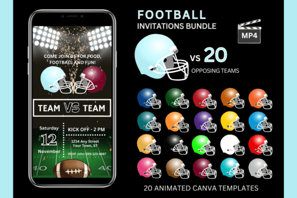 Score a Touchdown with Light Blue Team Invitations