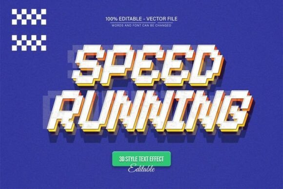 Speed Running Pixel Game 3D Text Effect for Modern Design